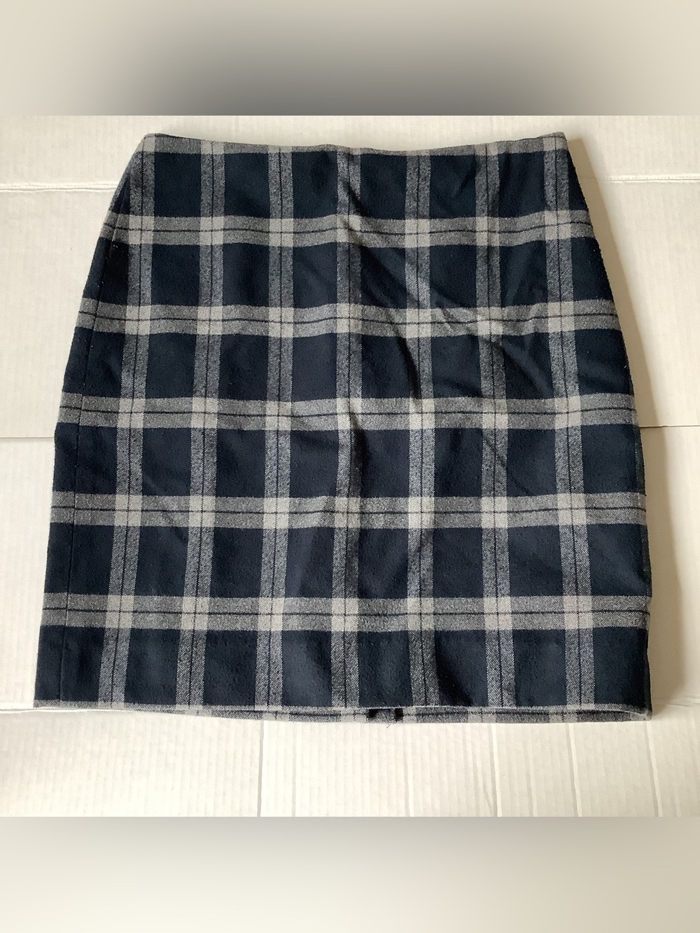 Banana Republic Plaid Mini Skirt Blue Grey Checked Pencil Size 4